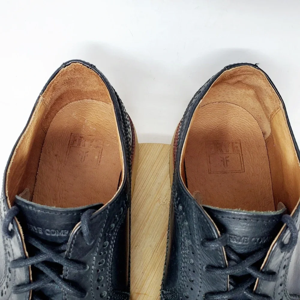 Frye‎ Shoes Mens 11 Luke Black Leather Longwing Brogue Crepe Sole Oxford